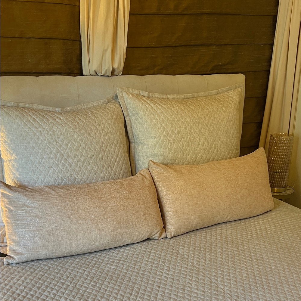 PINK Throw Pillows: Two Luxurious Shimmery Light Pink Pillows w Removable Covers